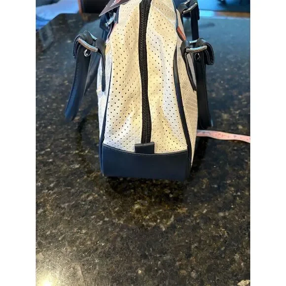 Miami Dolphins Women's Bowler Handbag Purse White Navy Orange NFL - Picture 5 of 7